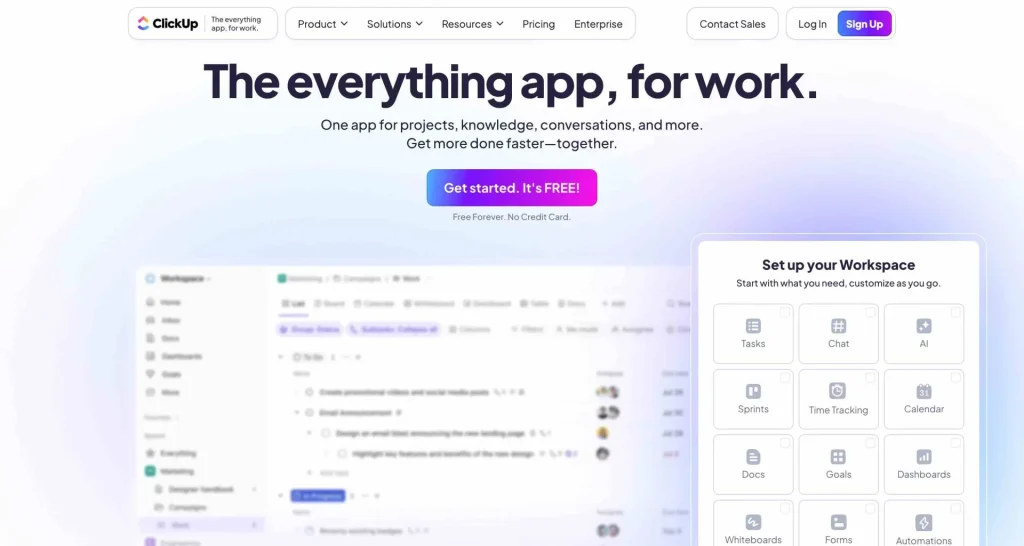homepage de clickup alternative monday